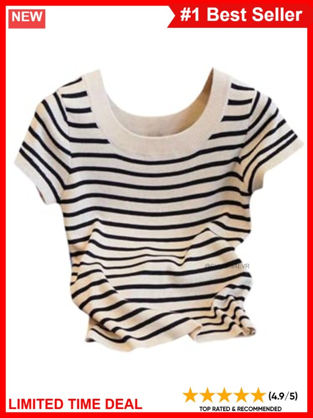 Women's Plus Size Striped Short Sleeve Crew Neck Tee Casual Knit Top